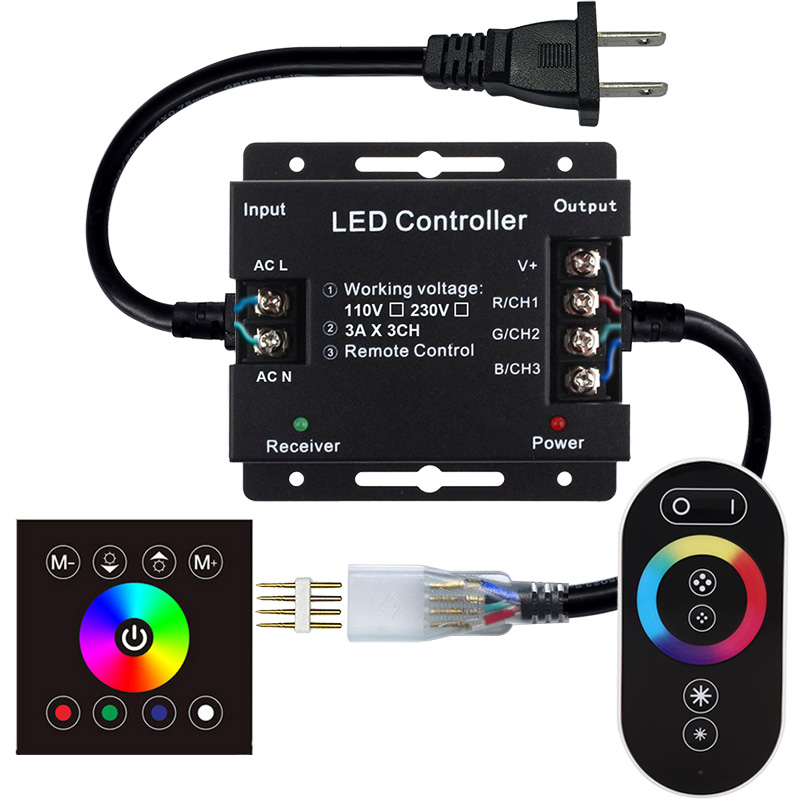 AC110V/220V 1500W, 86 Type 8 Keys Glass Touch Color Ring Wireless Remote Control Panel, RGB touch controller, For Neon, Glass curtain wall lighting project AC110V/220V 1500W, 86 Type 8 Keys Glass Touch Color Ring Wireless Remote Control Panel, RGB touch controller, For Neon, Glass curtain wall lighting project